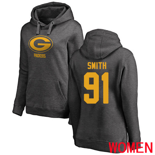 Green Bay Packers Ash Women 91 Smith Preston One Color Nike NFL Pullover Hoodie Sweatshirts